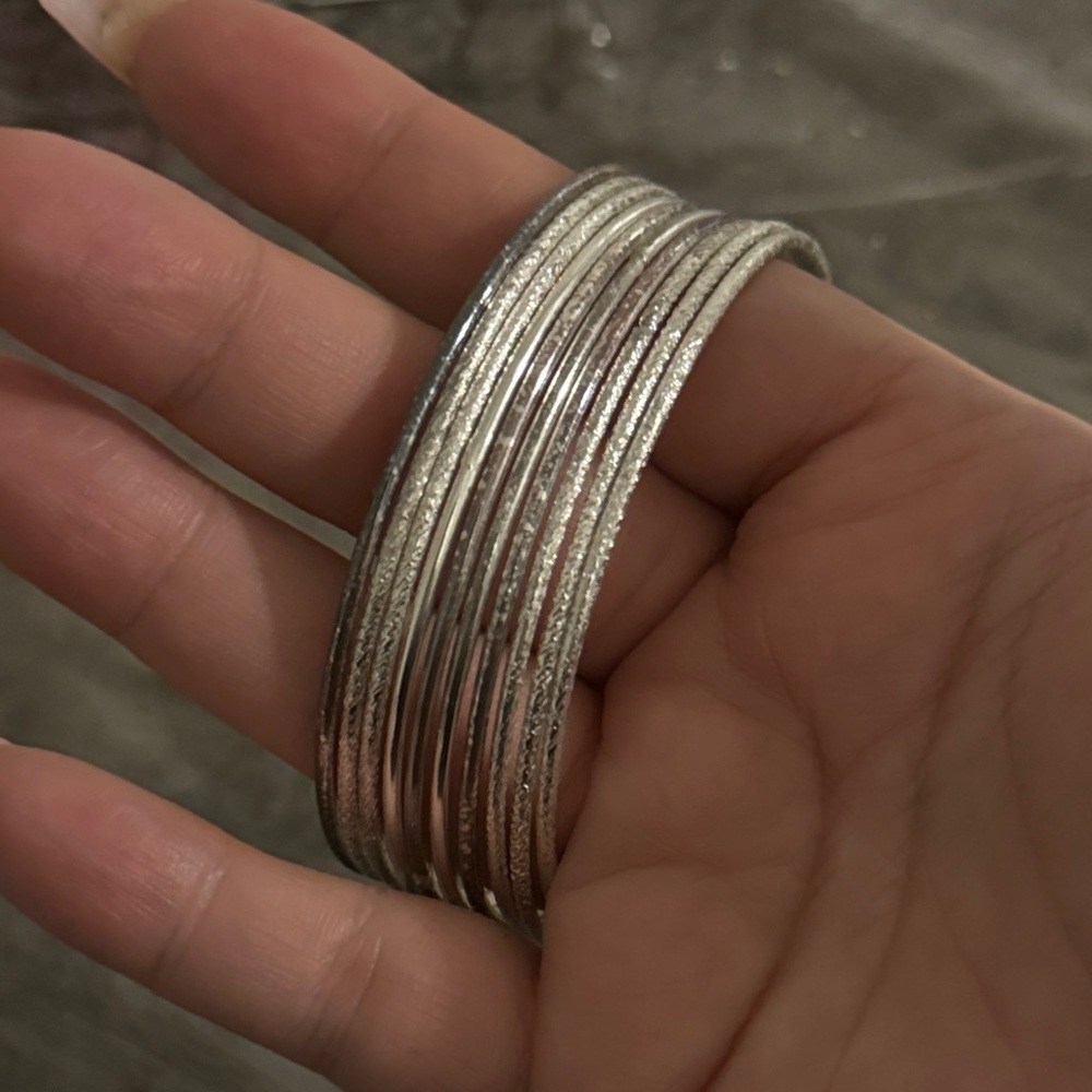 Elegant Silver Bangle Set